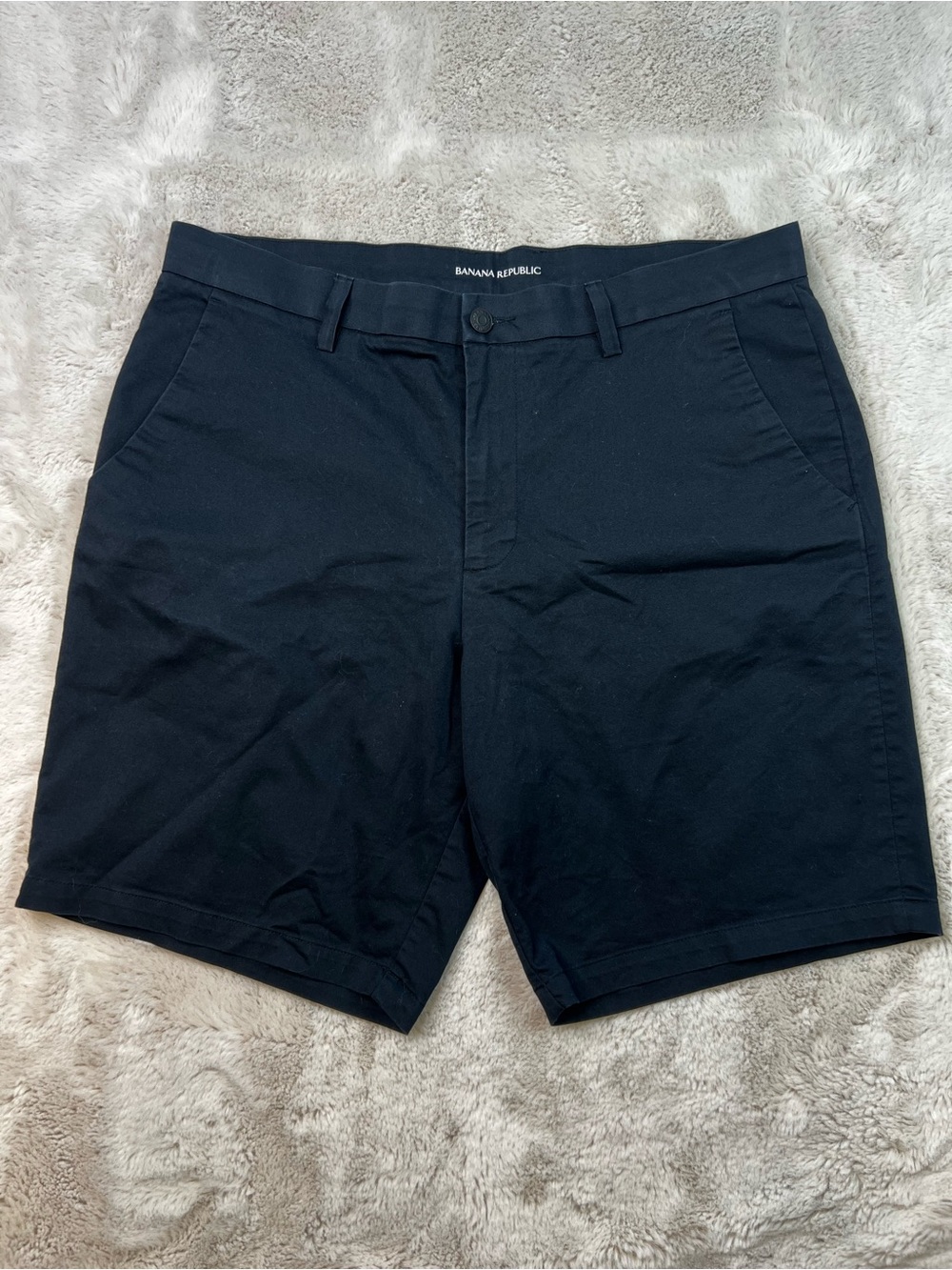 Banana Republic Mens Black Chino Shorts Size 36 Cotton Stretch Casual